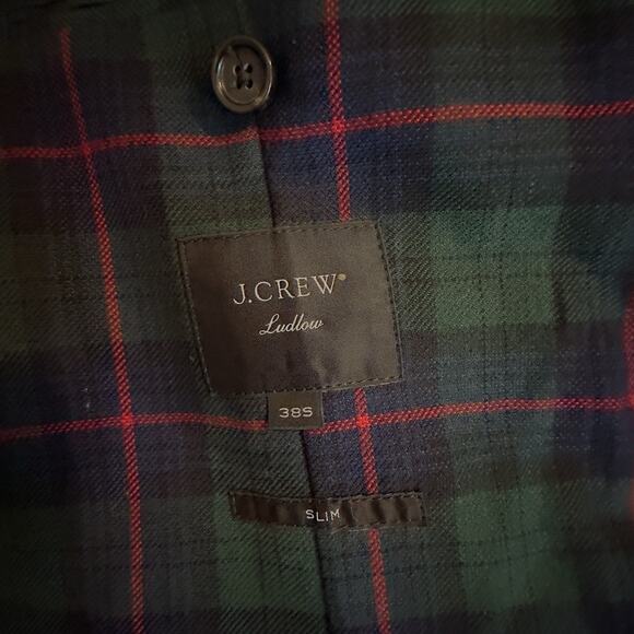 J.Crew 38 Ludlow Suit Jacket Men Well Tartan English Wool-Cotton Twill Moon Slim - Picture 9 of 13